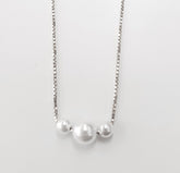 שרשרת כסף 3 פנינים 6 מ"מ ו4 מ"מ